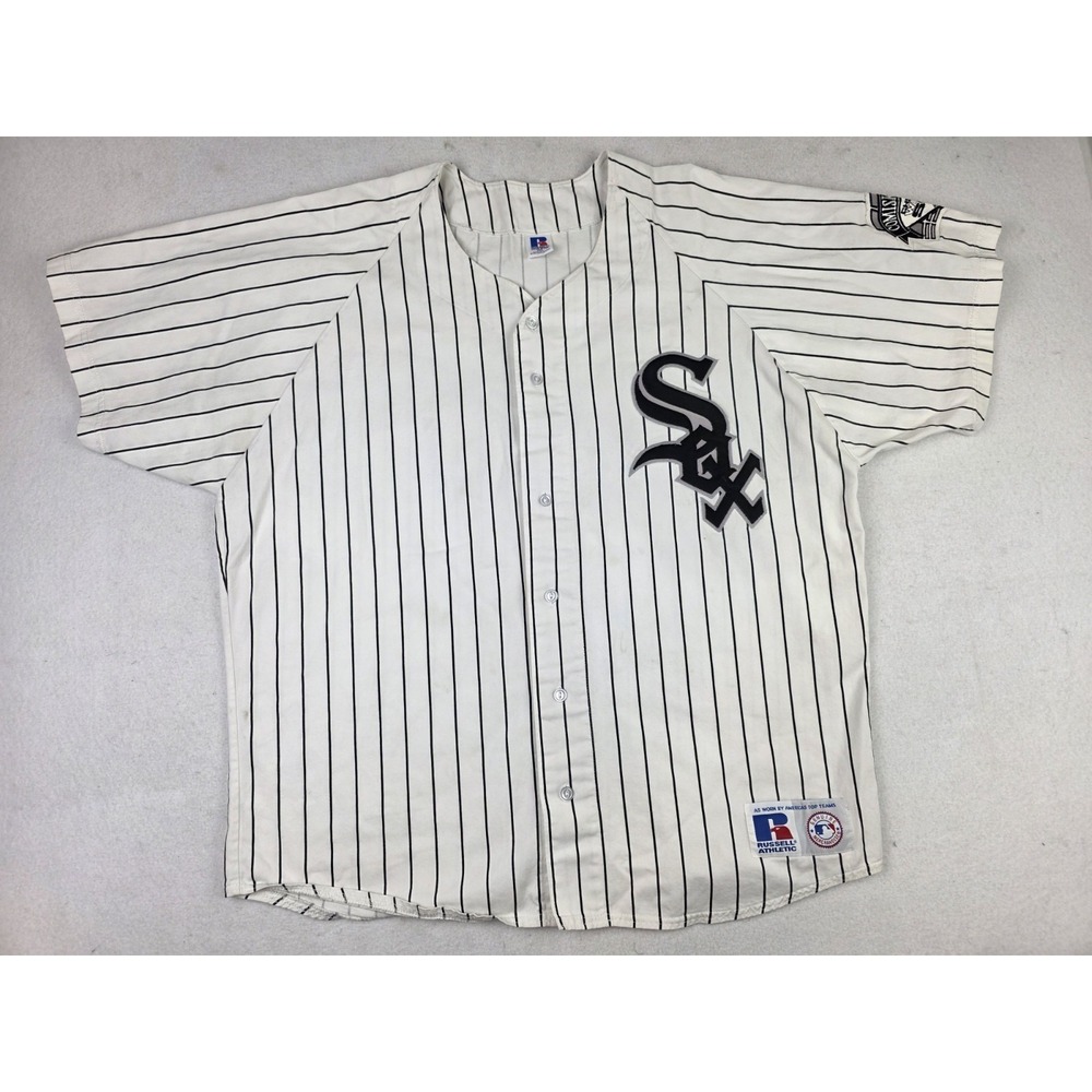 Vintage Chicago White Sox Pinstriped Jersey Size XXL Russell Athletic Made USA